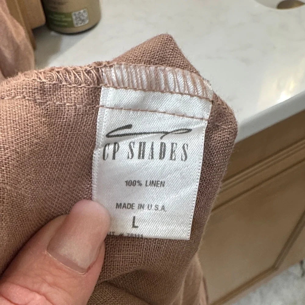 CP Shades Tan Linen Mini Dress with pockets - Picture 3 of 3